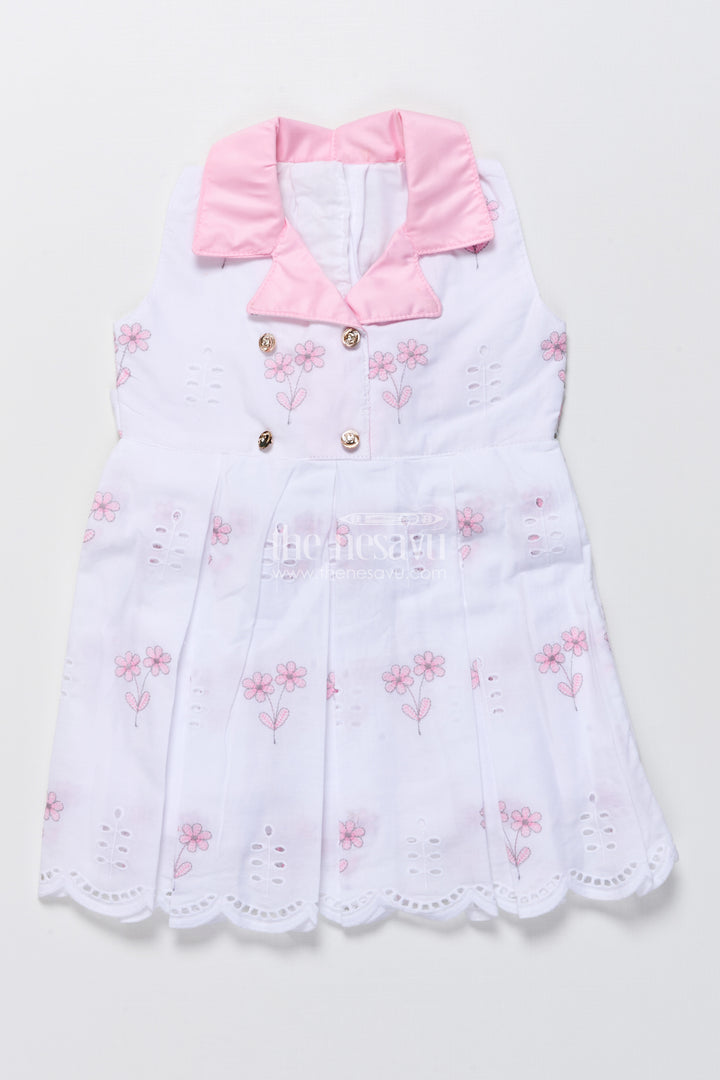 Sleeveless hakoba cotton frock with soft embroidery work