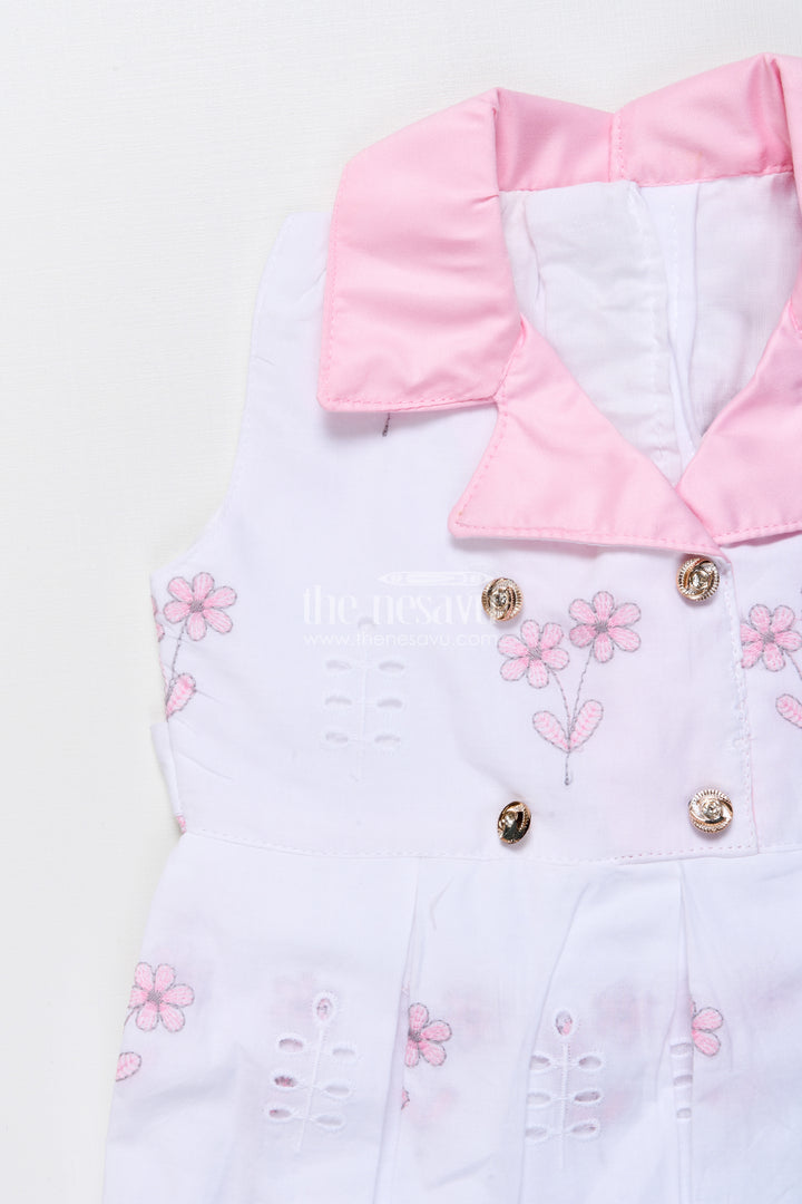 Sleeveless hakoba cotton frock with soft embroidery work