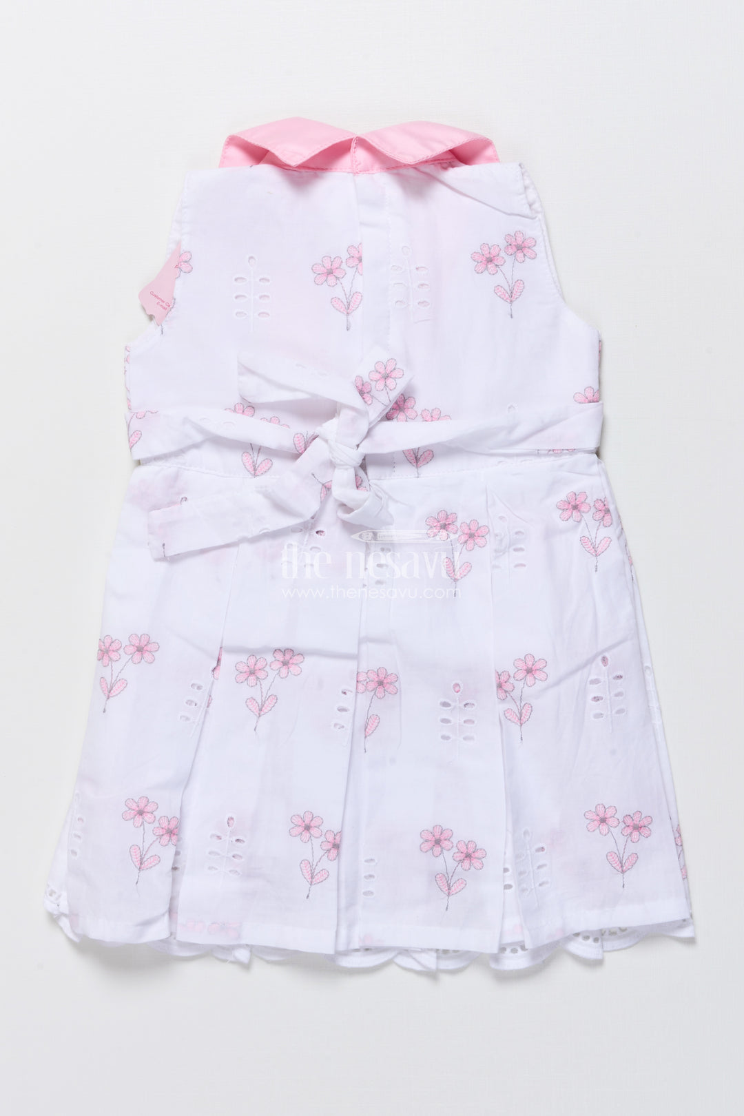Sleeveless hakoba cotton frock with soft embroidery work