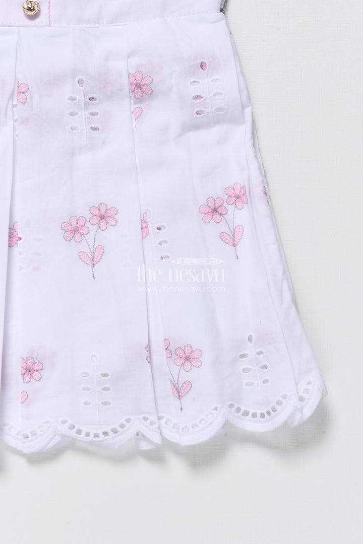 Sleeveless hakoba cotton frock with soft embroidery work