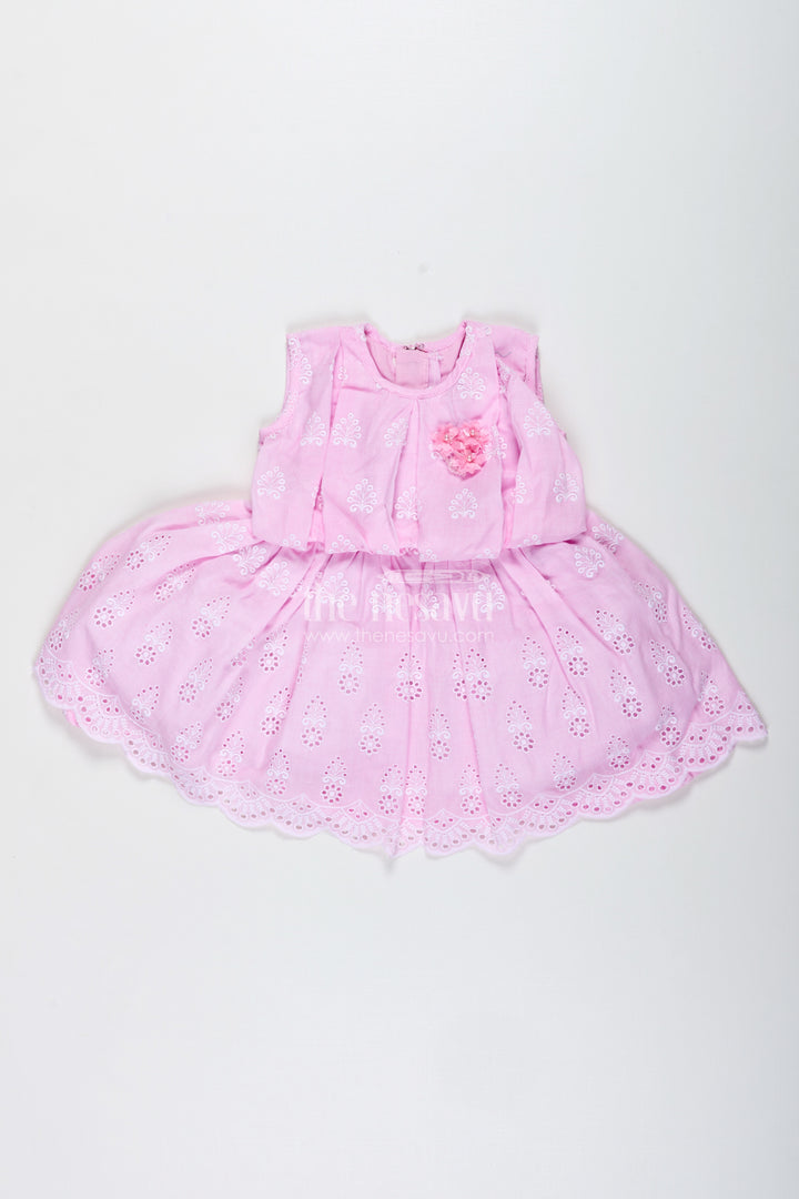 Pink Baby Girl Frock With Thread Embroidery For Special Occasions