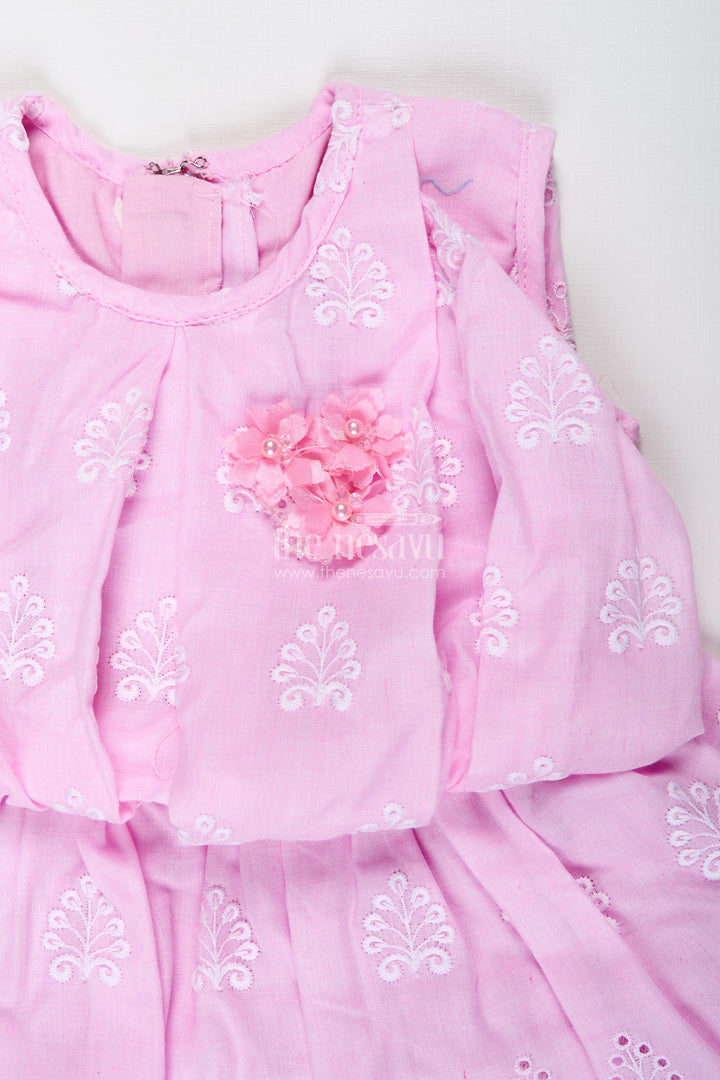 Pink Baby Girl Frock With Thread Embroidery For Special Occasions