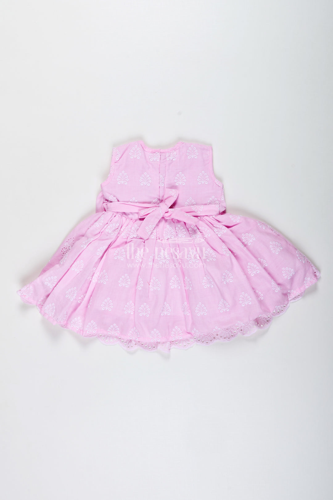 Pink Baby Girl Frock With Thread Embroidery For Special Occasions