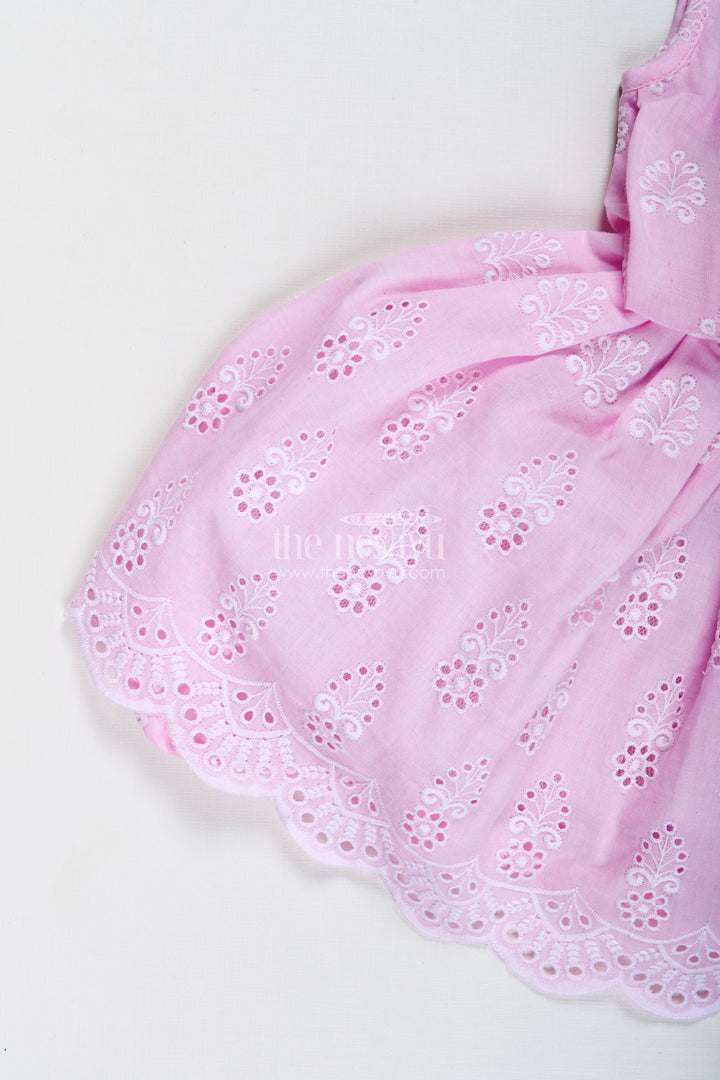 Pink Baby Girl Frock With Thread Embroidery For Special Occasions