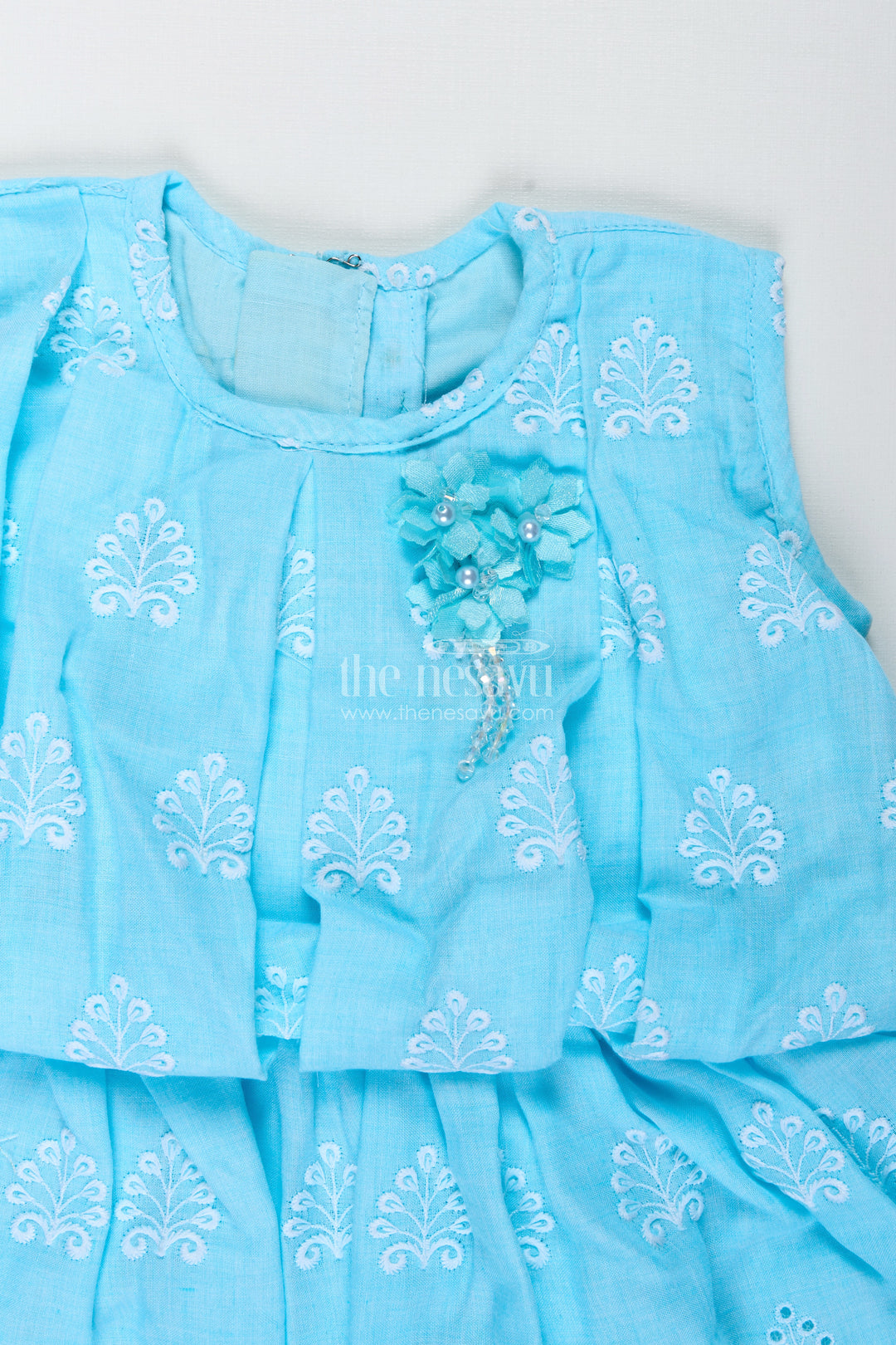 Blue Baby Girl Frock With Embroidery For Birthday And Photoshoots