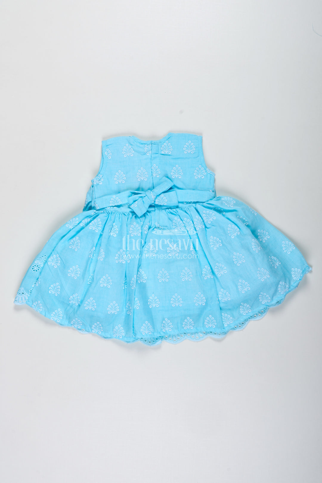 Blue Baby Girl Frock With Embroidery For Birthday And Photoshoots