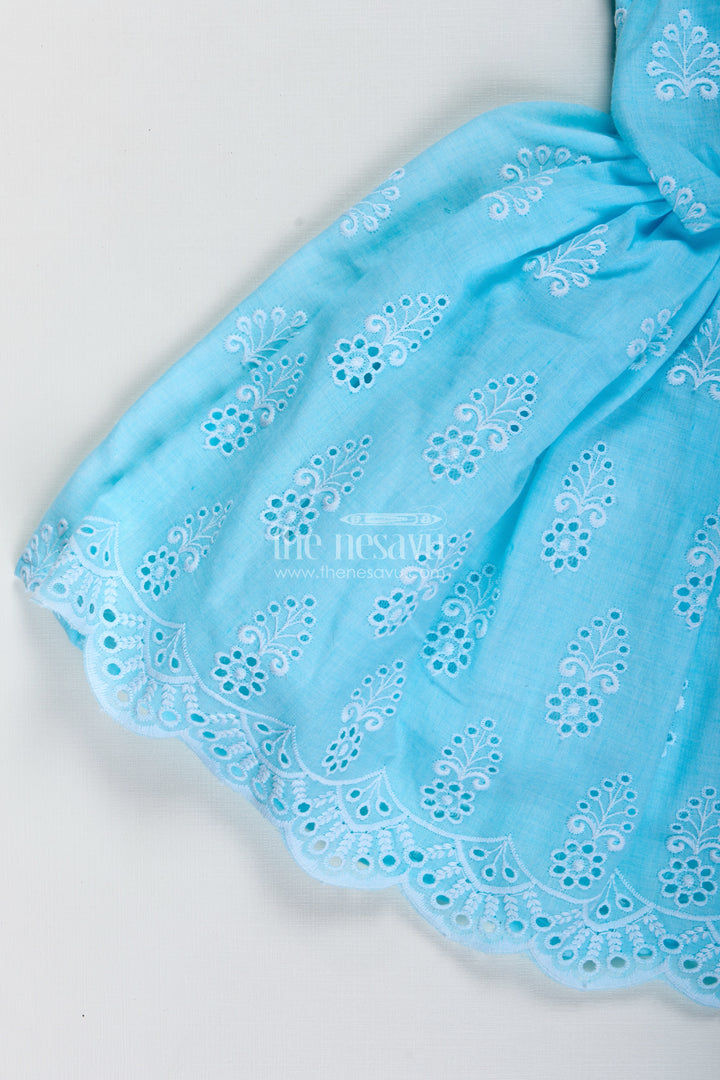 Blue Baby Girl Frock With Embroidery For Birthday And Photoshoots