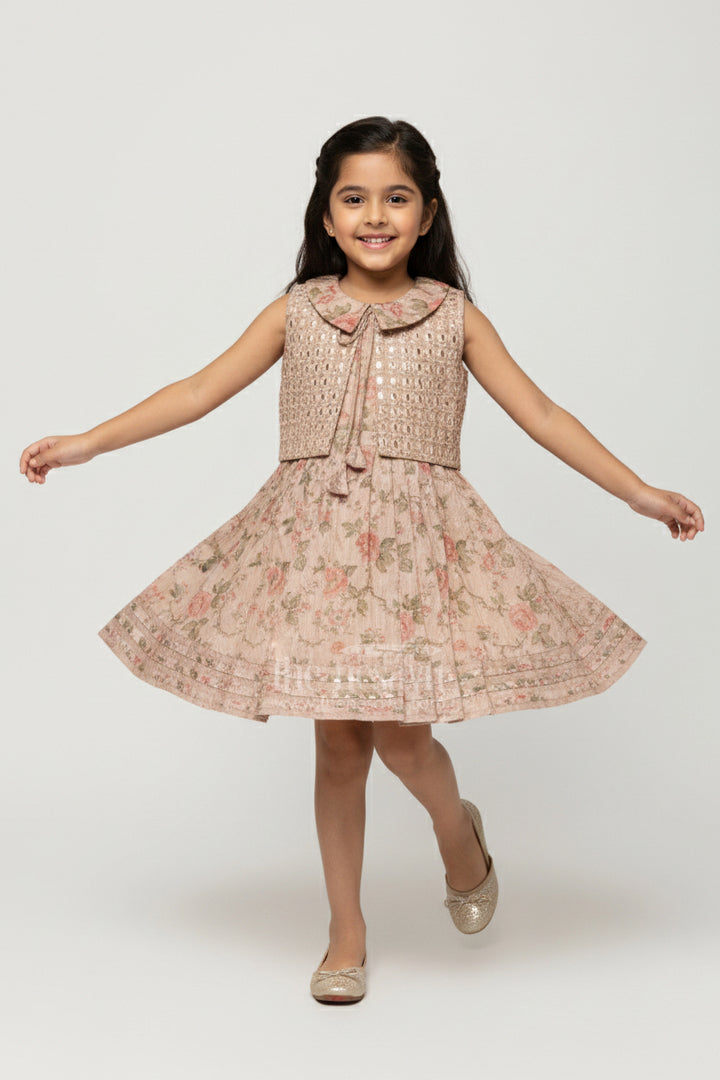 Cotton Frock with Attached Embroidered Coat for Festive-Ready Casual Days