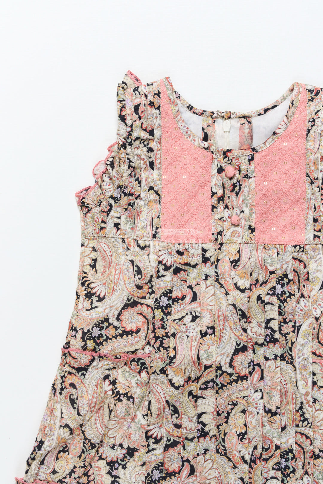 Girls cotton frock with digital print for ethnic school days and casual celebrations