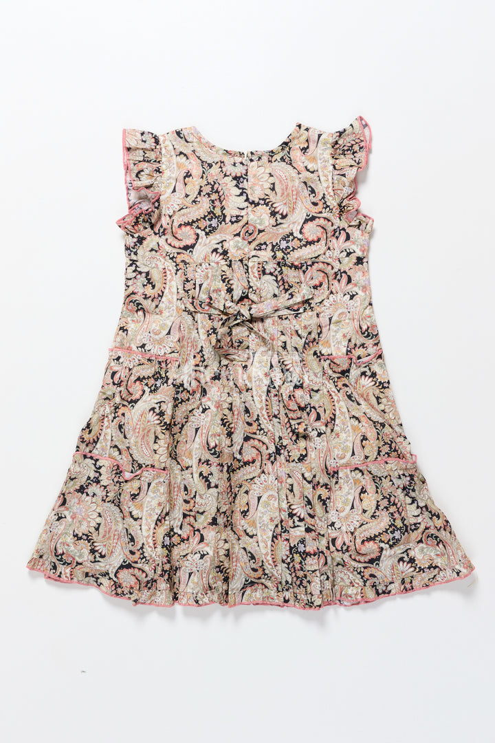 Girls cotton frock with digital print for ethnic school days and casual celebrations