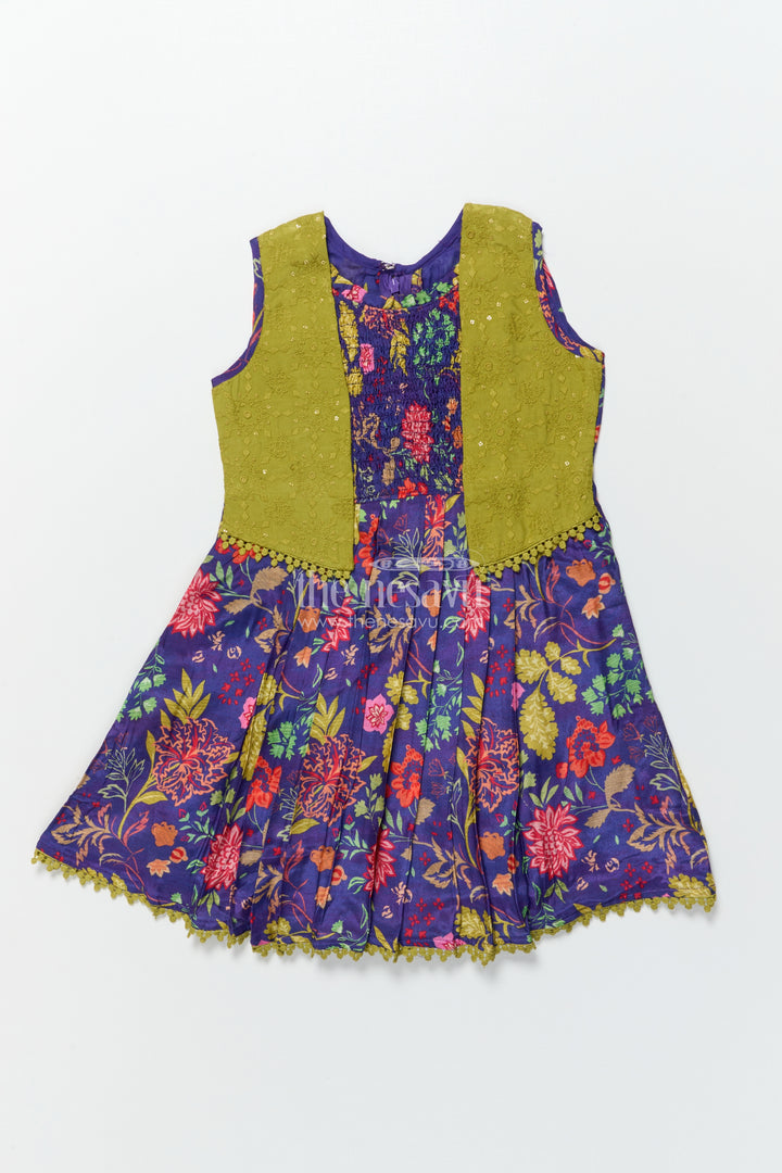 Girls cotton frock with embroidery for festive school functions