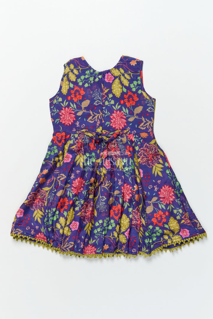 Girls cotton frock with embroidery for festive school functions