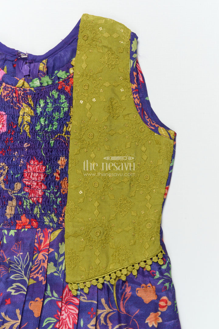 Girls cotton frock with embroidery for festive school functions