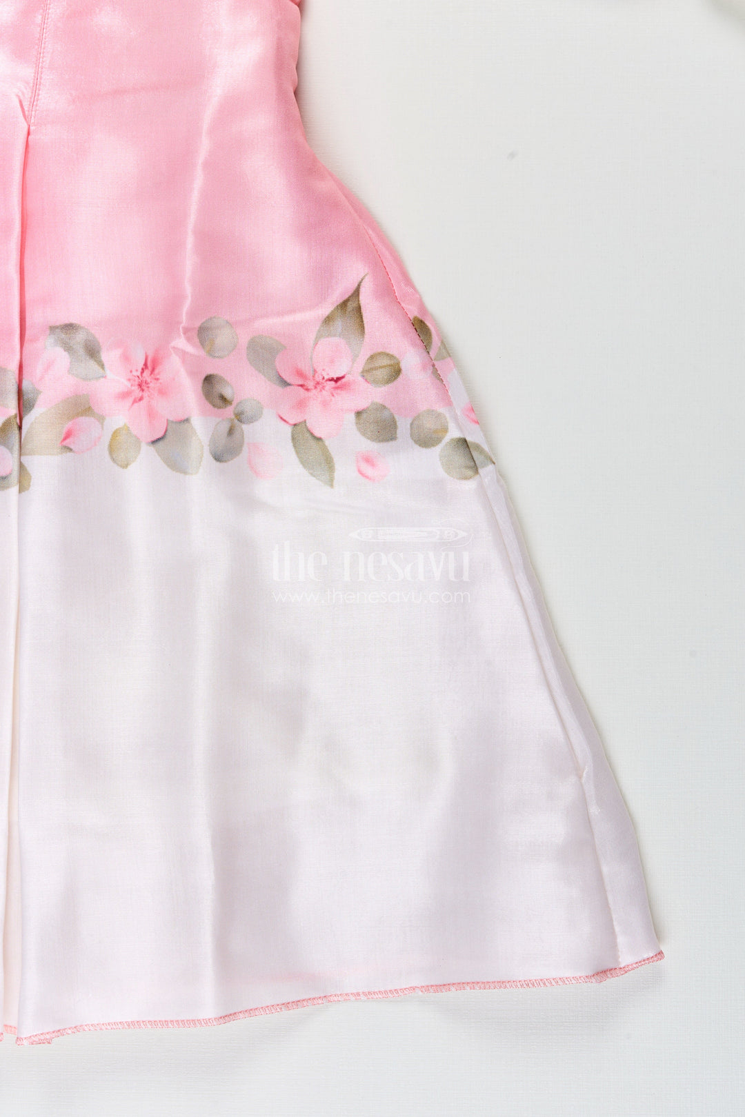 Girls pink organza frock with floral embroidery for festive wear