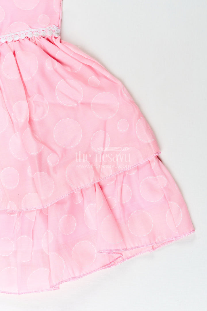 Girls pink georgette frock with polka dots for birthday celebrations