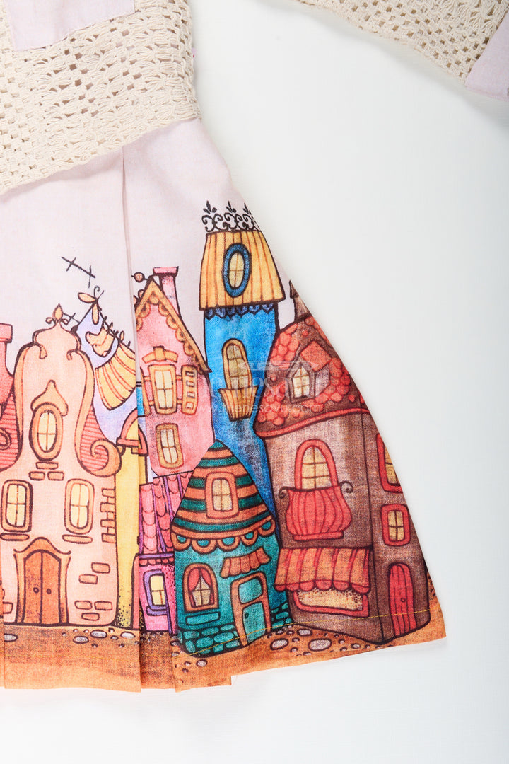 Printed frock with jacket set for toddler girls for festive gatherings