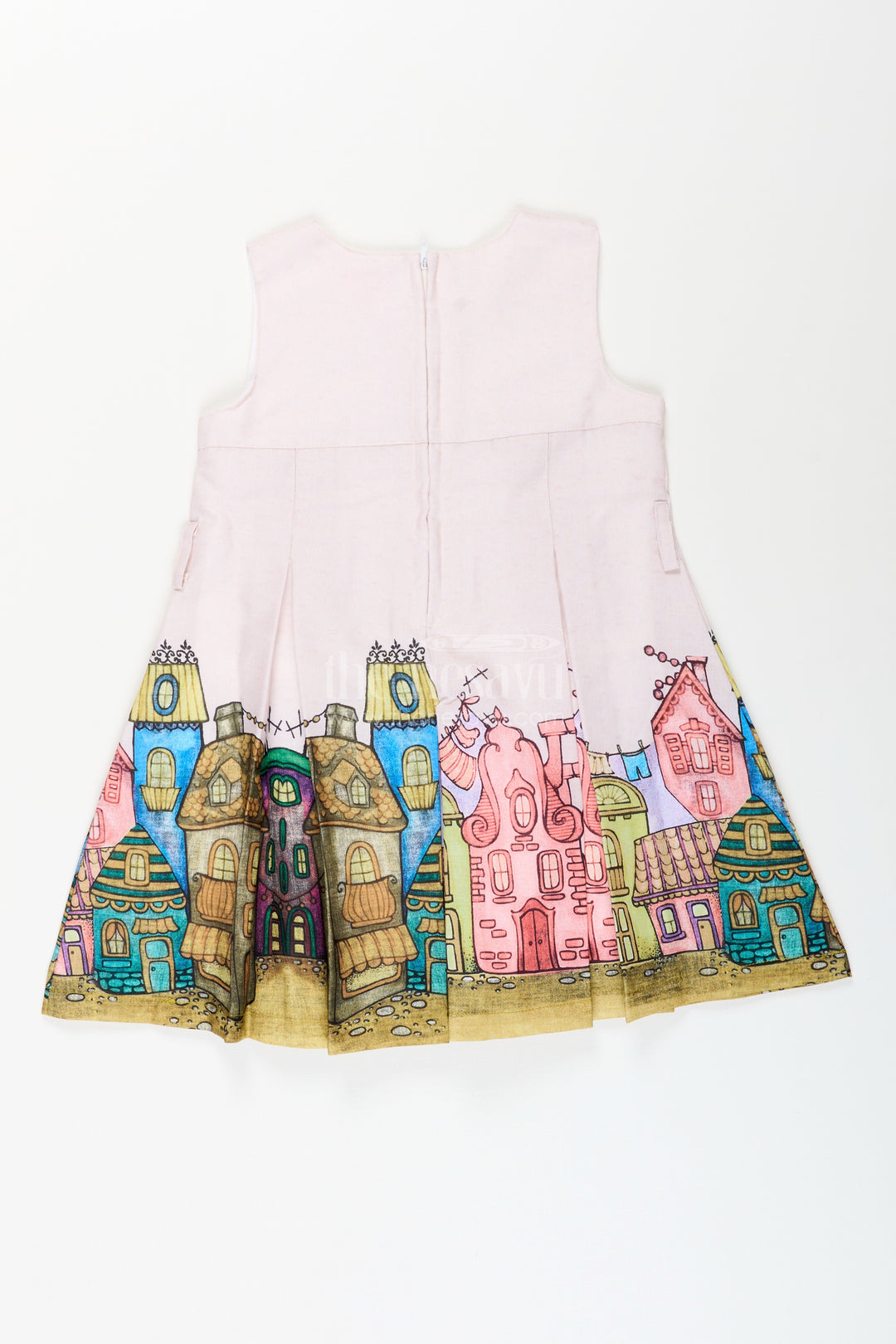 Festive printed frock with matching jacket for toddler girls