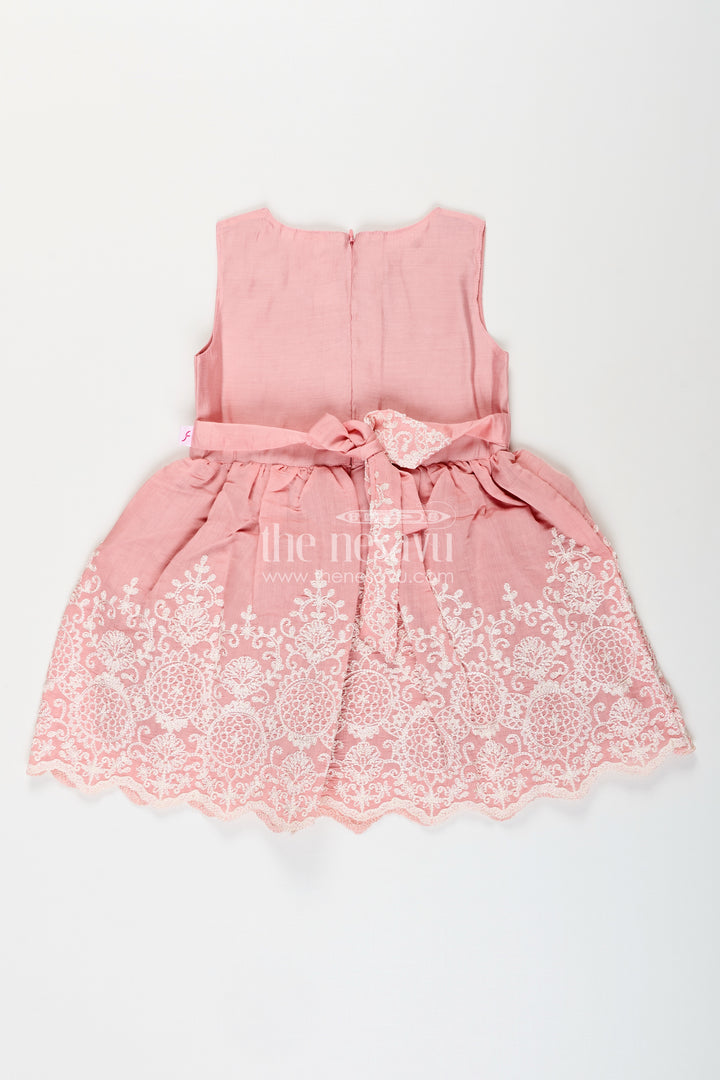 Embroidered frock and net jacket set for toddler girls for family events
