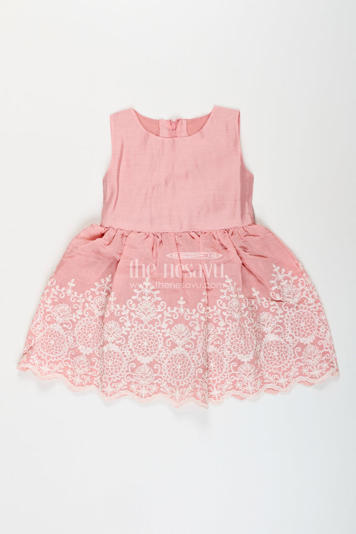 Embroidered frock and net jacket set for toddler girls for family events