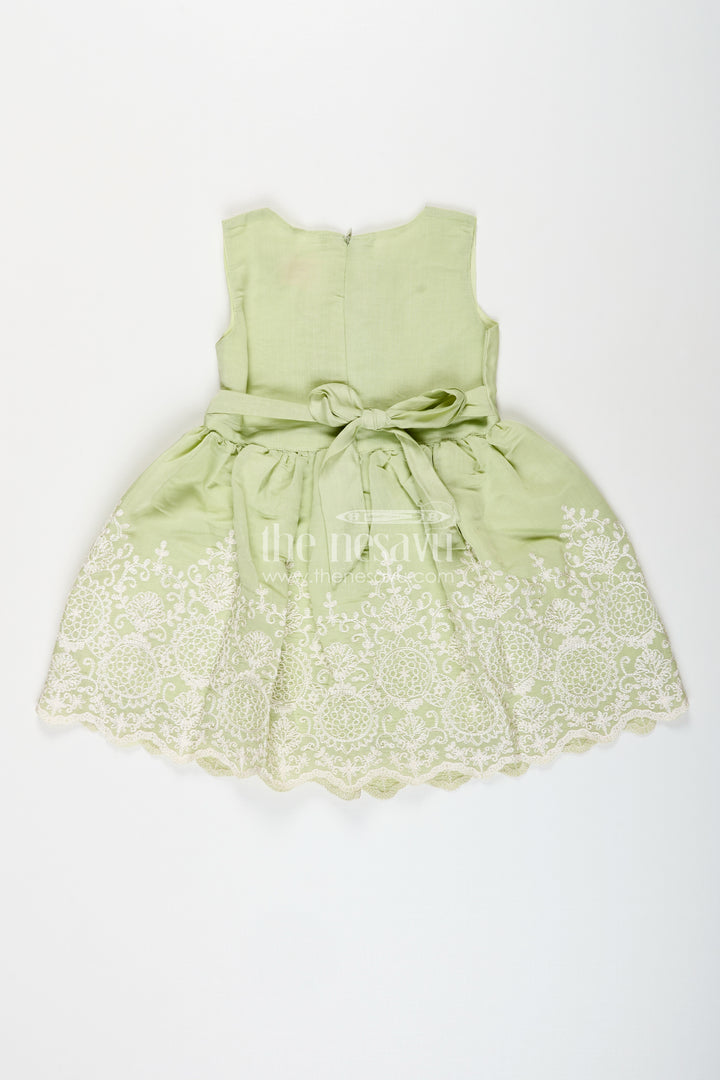 Girls frock with cotton thread embroidery and detachable lace coat