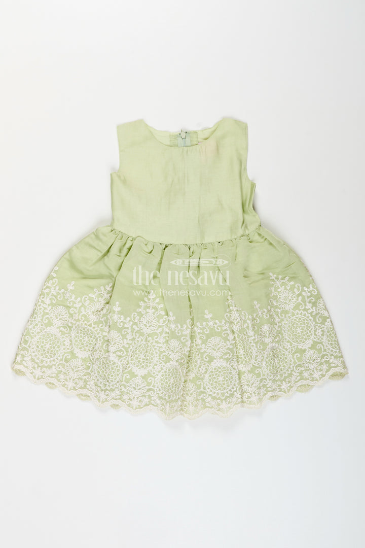 Girls frock with cotton thread embroidery and detachable lace coat