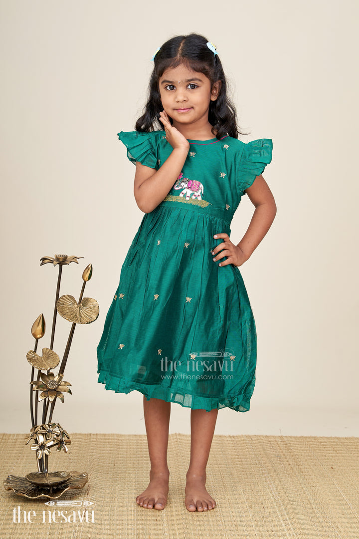 Embroidered Chanderi Frock For Girls Festive Ethnic Wear