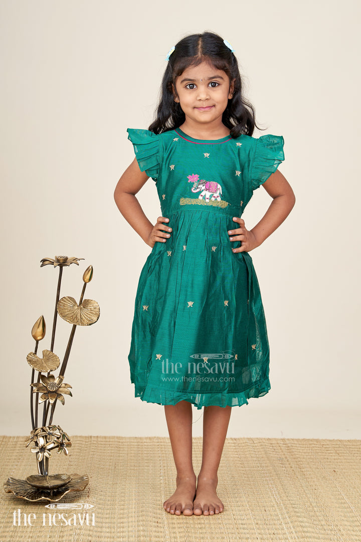 Embroidered Chanderi Frock For Girls Festive Ethnic Wear
