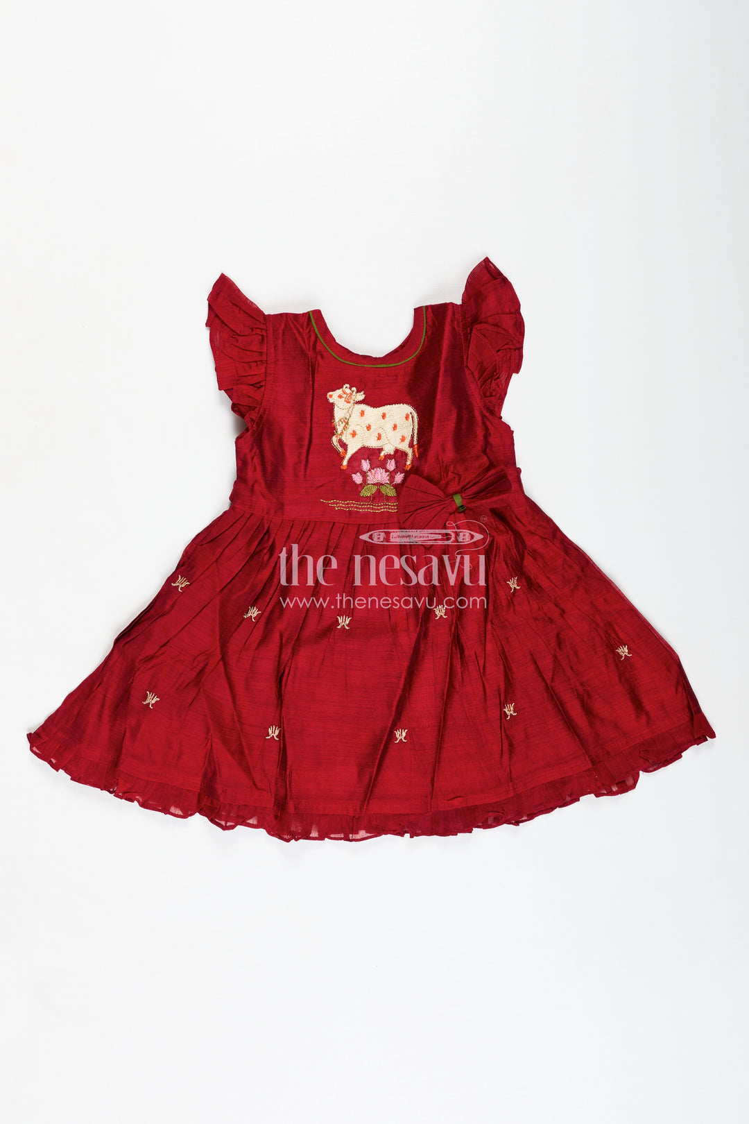 Girls Chanderi Frock With Thread Work Traditional Outfit