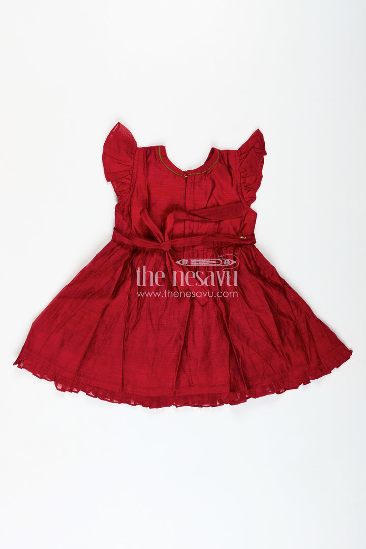 Girls Chanderi Frock With Thread Work Traditional Outfit