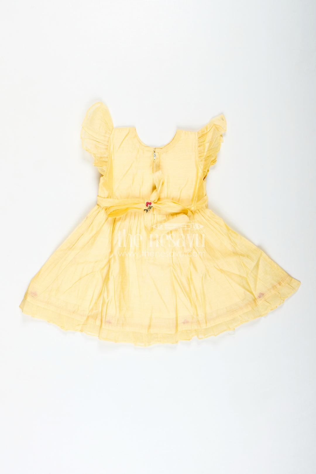 Girls Chanderi Frock In Vibrant Colors With Thread Embroidery For Festive Moments
