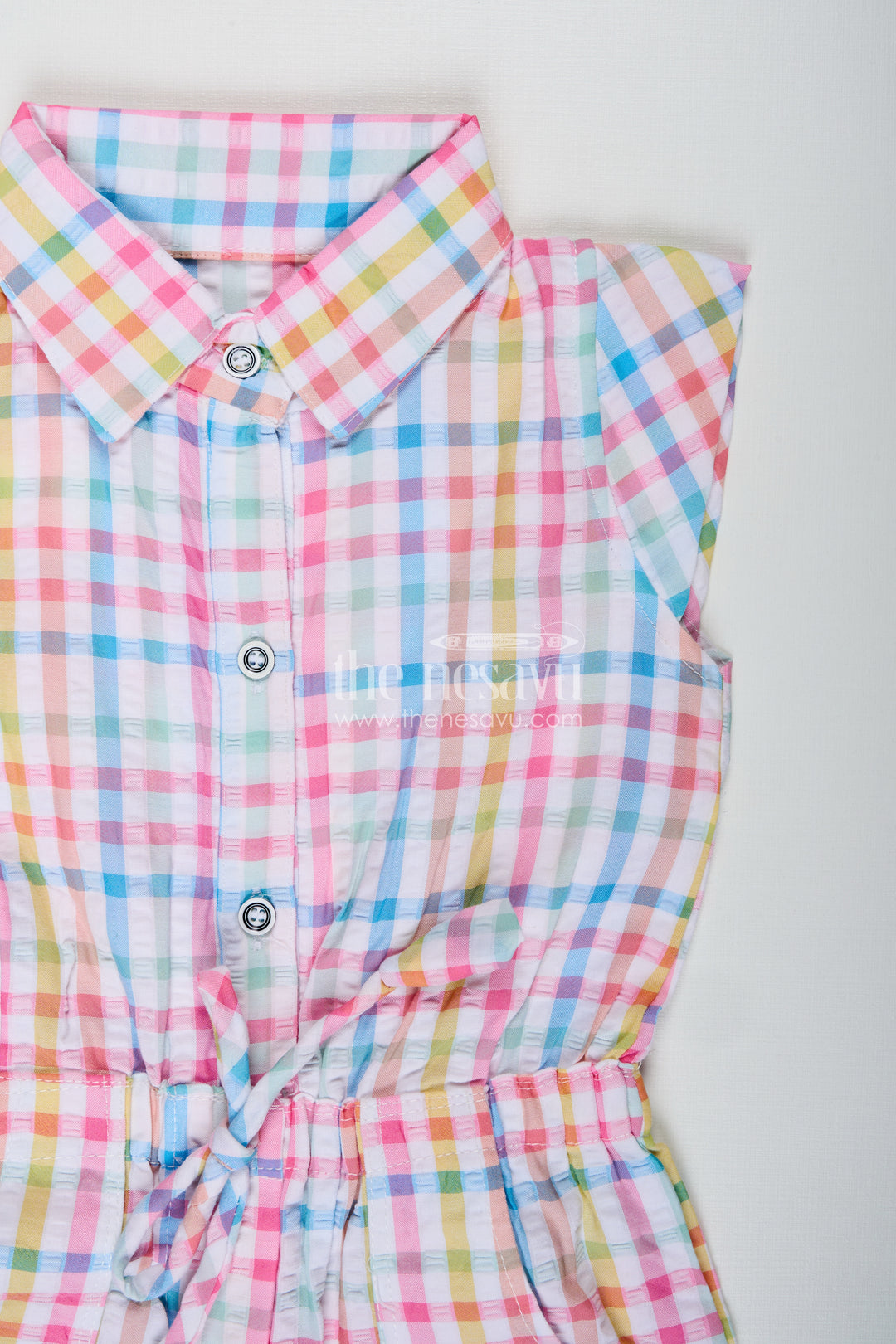Summer Playsuit For Girls Checked Cotton Jumpsuit