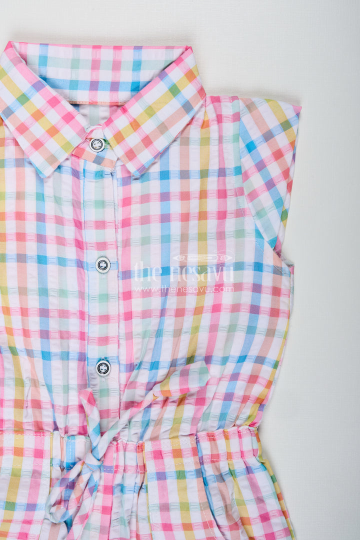 Summer Playsuit For Girls Checked Cotton Jumpsuit
