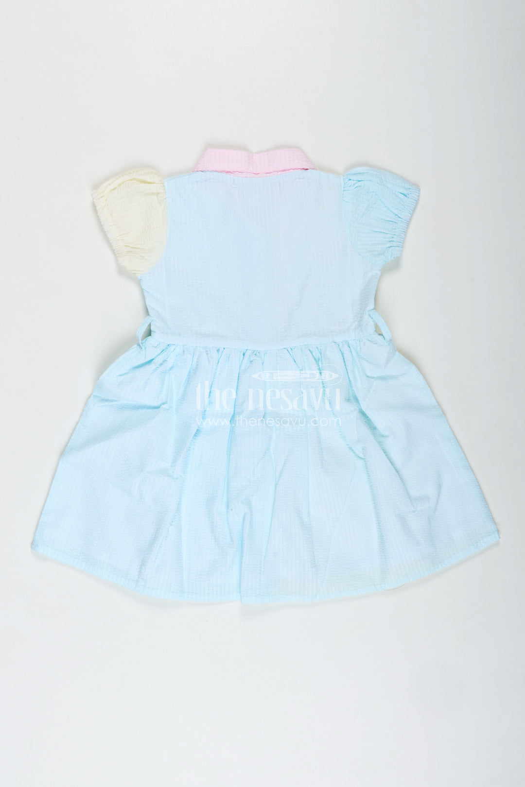 Colorblock Cotton Frock For Girls School Day Outfit