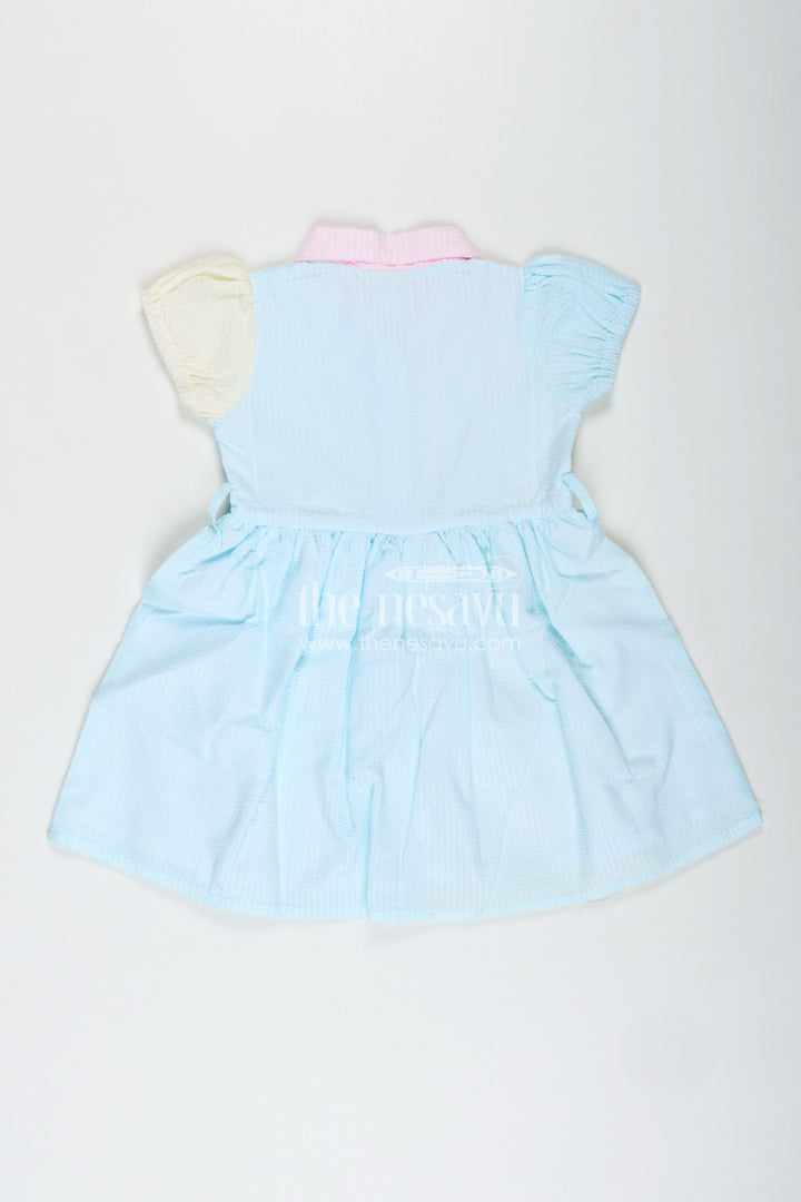 Colorblock Cotton Frock For Girls School Day Outfit