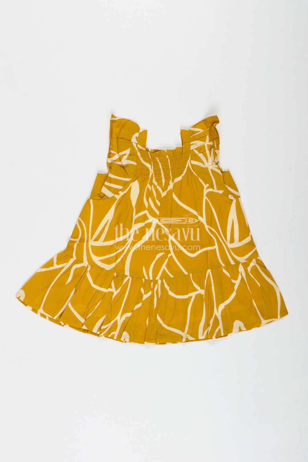 Cotton Frock With Knot Straps For Baby Girls