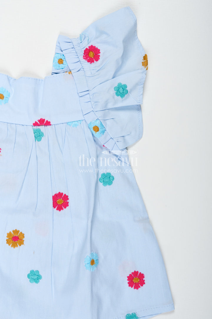 Top And Shorts Set For Baby Girls With PomPom Detail