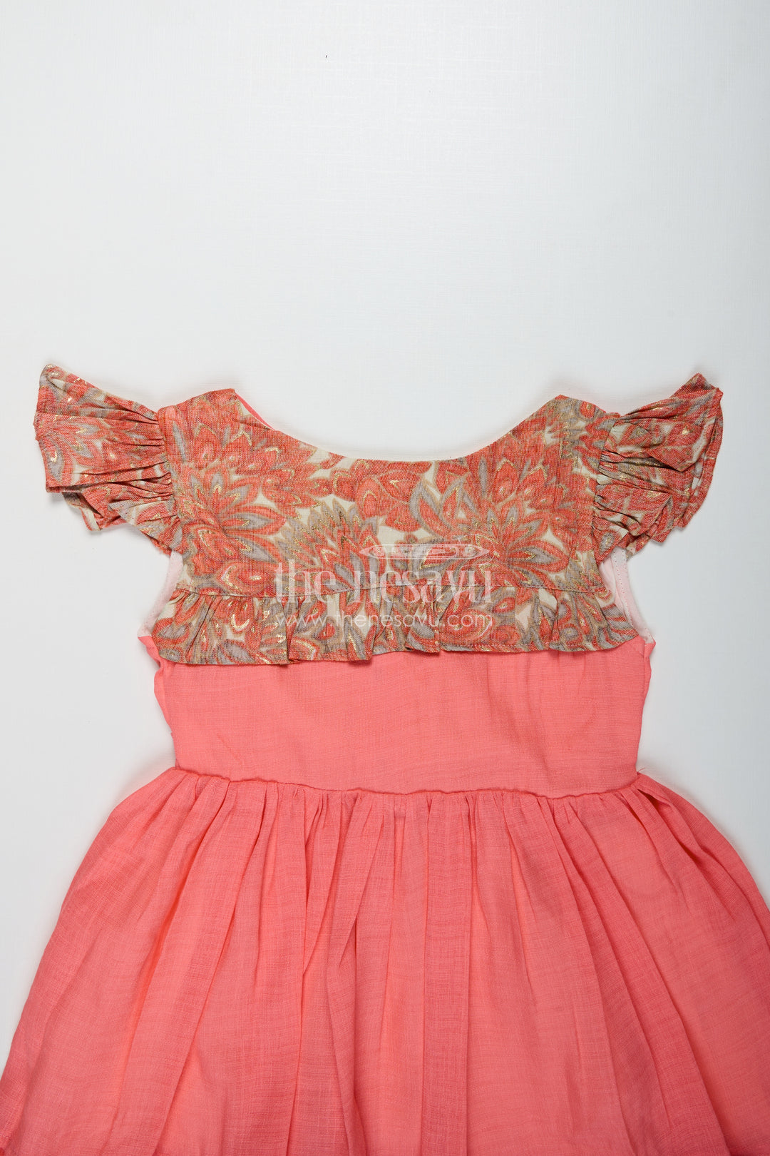 Baby Girls Pink Frock Rayon Printed Yoke Party Wear Dress
