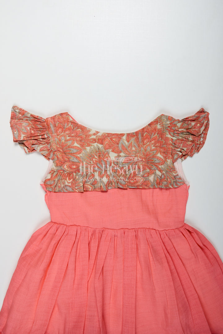 Baby Girls Pink Frock Rayon Printed Yoke Party Wear Dress