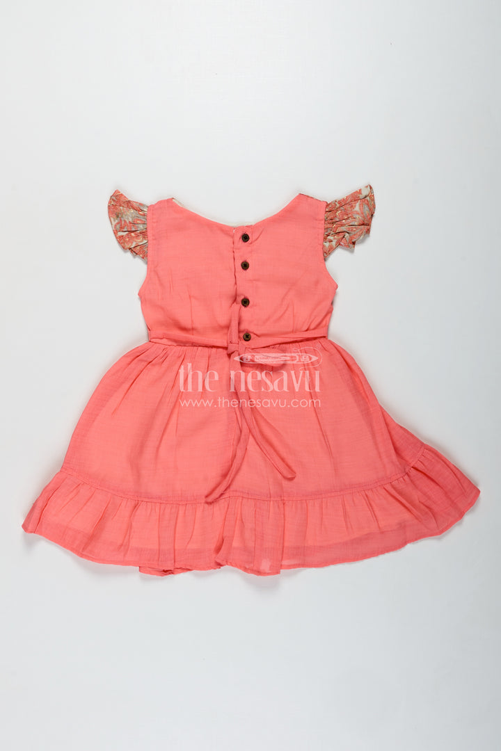 Baby Girls Pink Frock Rayon Printed Yoke Party Wear Dress
