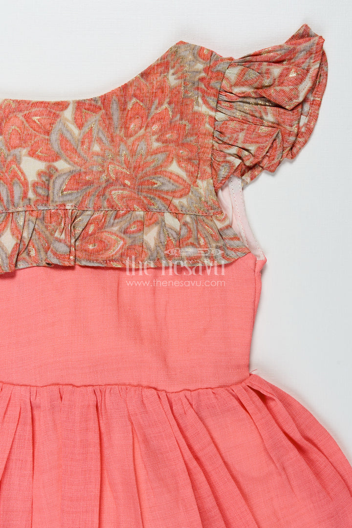 Baby Girls Pink Frock Rayon Printed Yoke Party Wear Dress