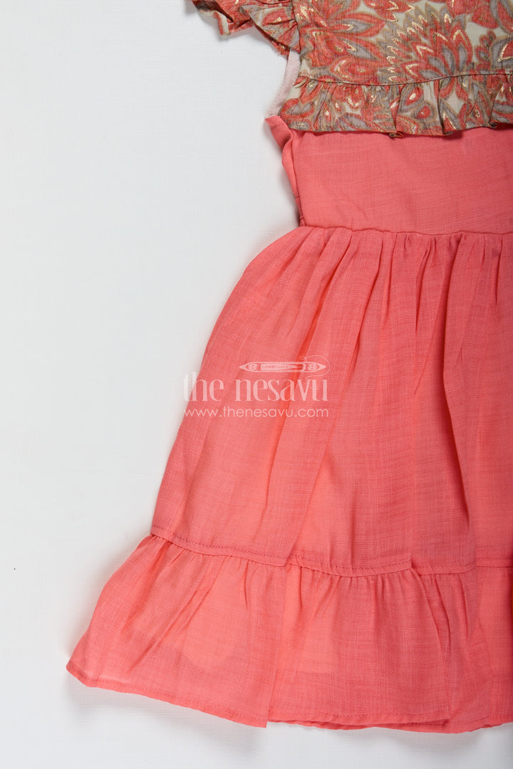 Baby Girls Pink Frock Rayon Printed Yoke Party Wear Dress