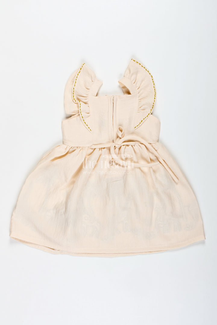 Cotton Dress For Toddler Girls With Leaf Embroidery