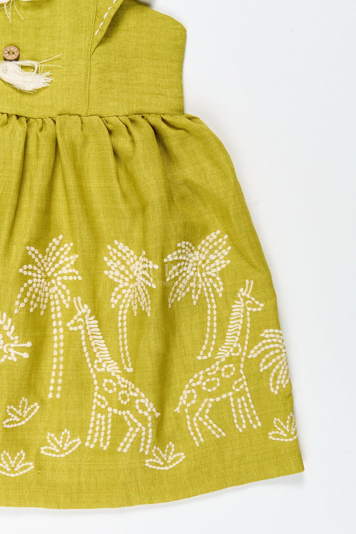 Casual Frock For Toddler Girls With Animal Embroidery