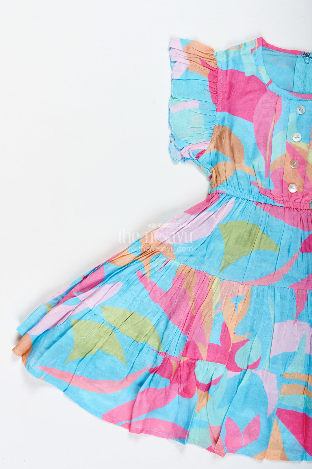 Baby Girl Casual Frock With Traditional Flair In Colorful Cotton And Layered Pleats For Comfortable Style
