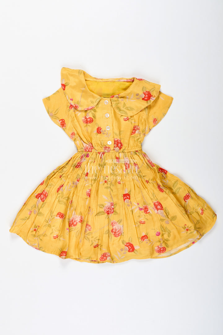 Floral Frock With Peter Pan Collar For Baby Girls