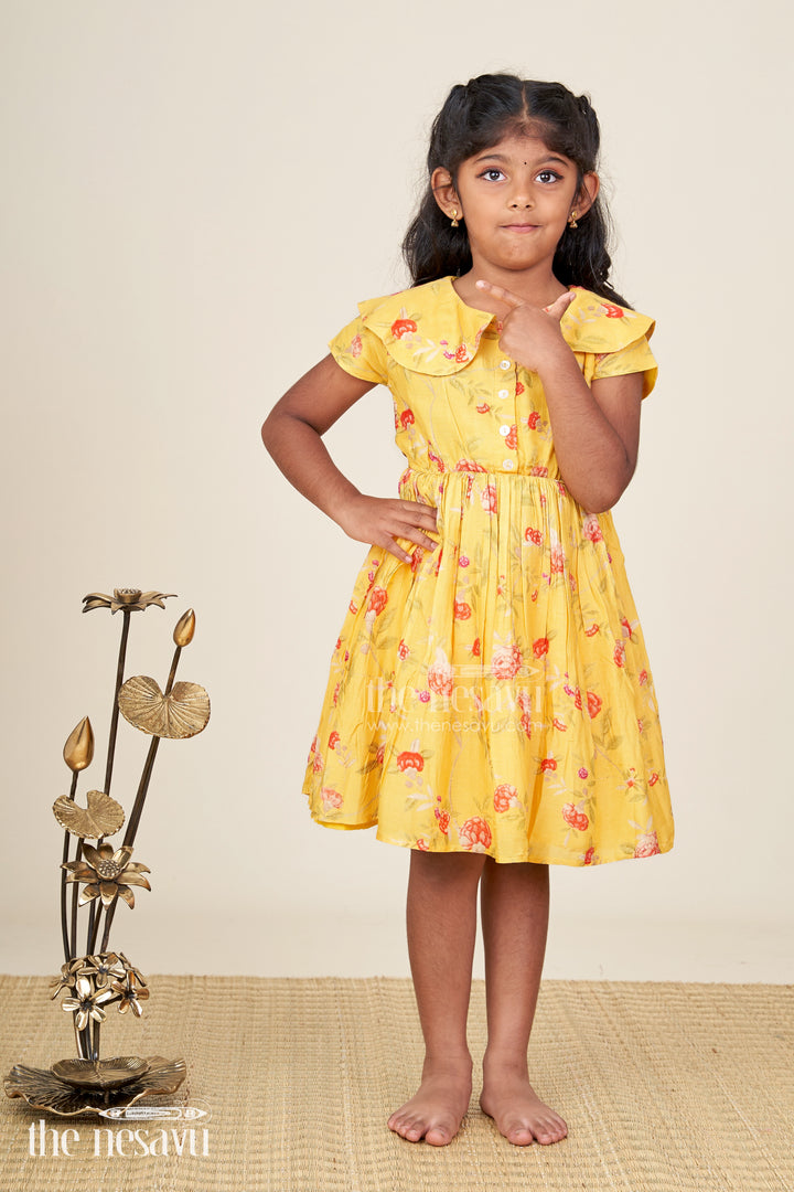 Floral Frock With Peter Pan Collar For Baby Girls