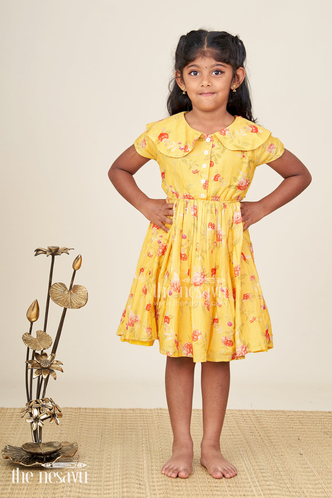 Floral Frock With Peter Pan Collar For Baby Girls