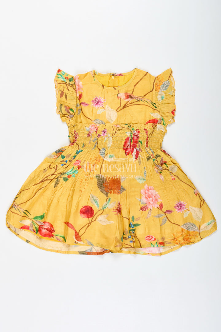 Tropical Print Summer Dress For Toddler Girls