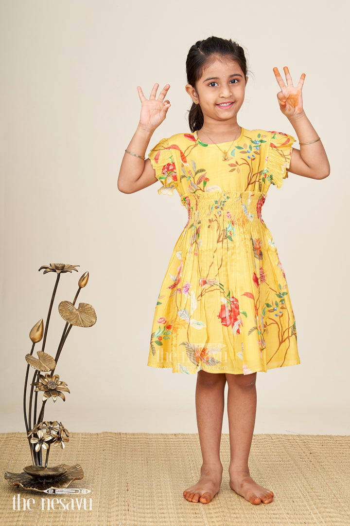 Tropical Print Summer Dress For Toddler Girls