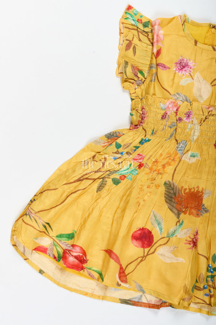 Tropical Print Summer Dress For Toddler Girls